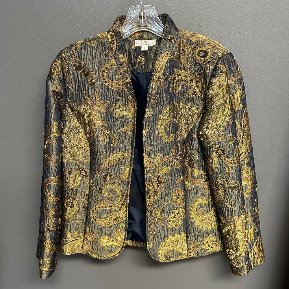 Erin London Metallic Paisley Open Blazer Jacket Womens‎ Size Small